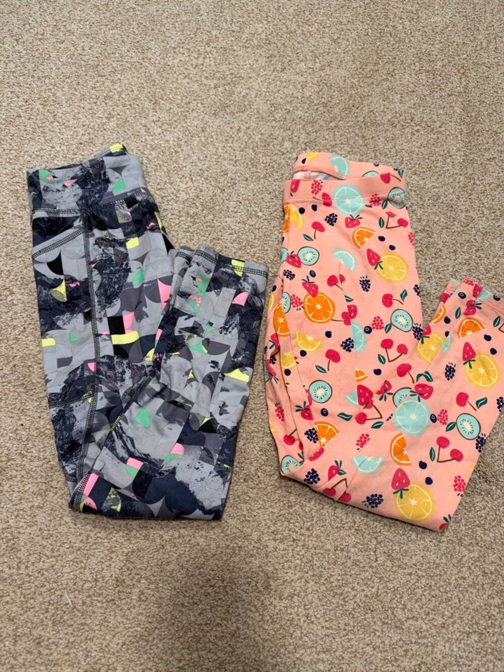 Girls Leggings Bundle Size M 7/8 Athletic Works Member's Mark Lot of 2